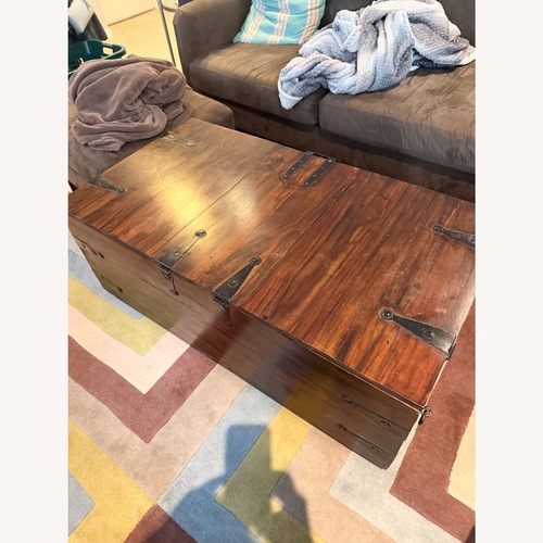 Used Crate & Barrel Taka Dark Brown Wood Chest for sale on AptDeco