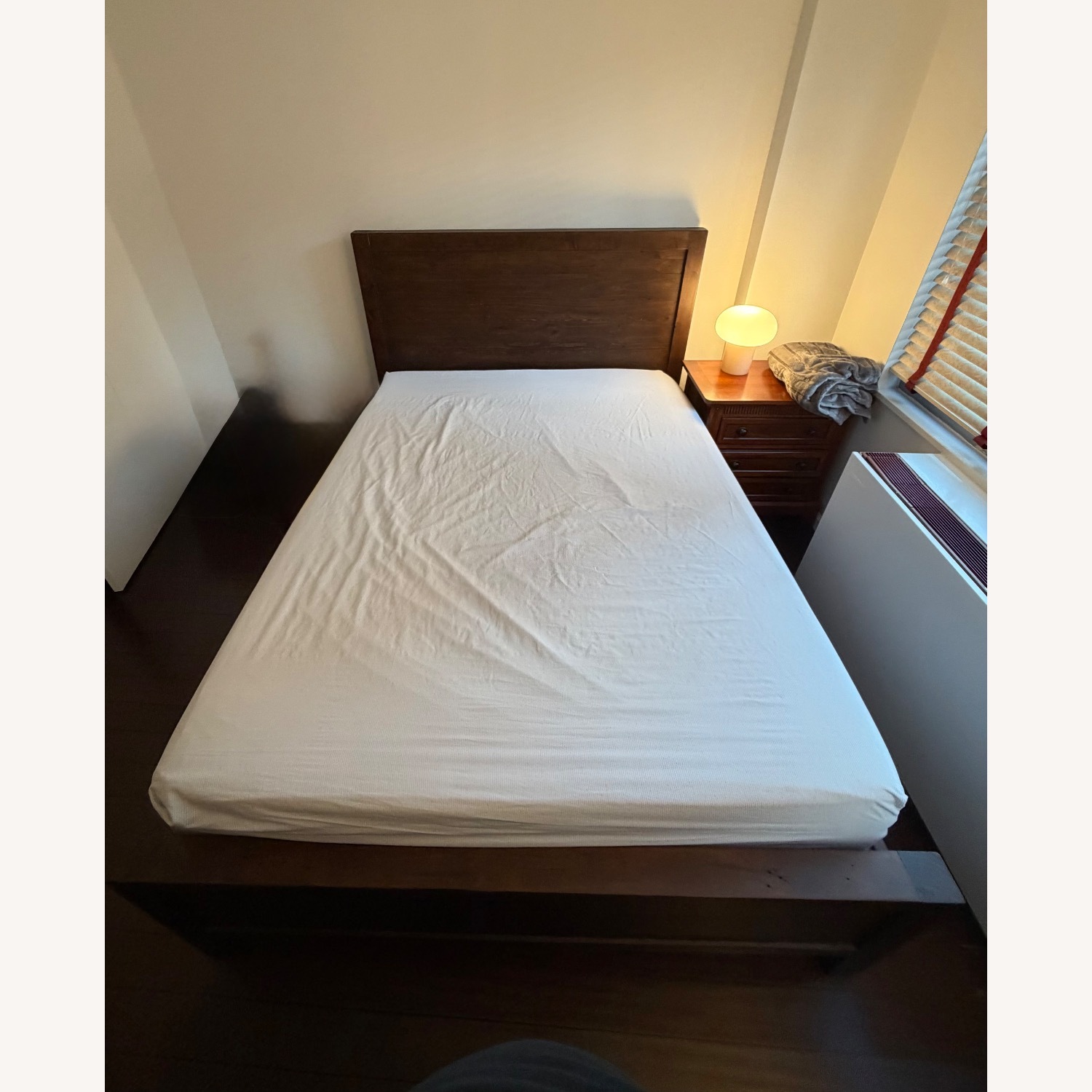 Dark Brown Wood Queen Bed - image-2