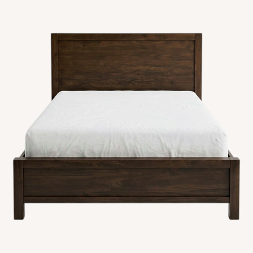 Used Dark Brown Wood Queen Bed for sale on AptDeco