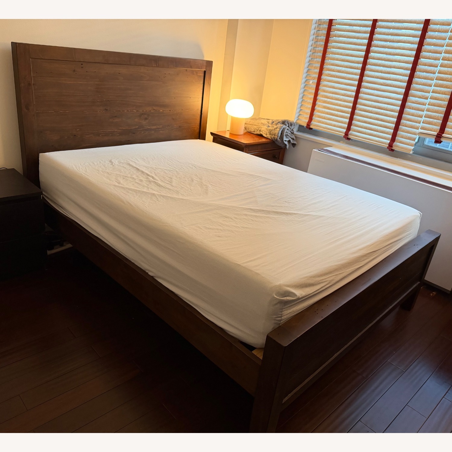 Dark Brown Wood Queen Bed - image-1