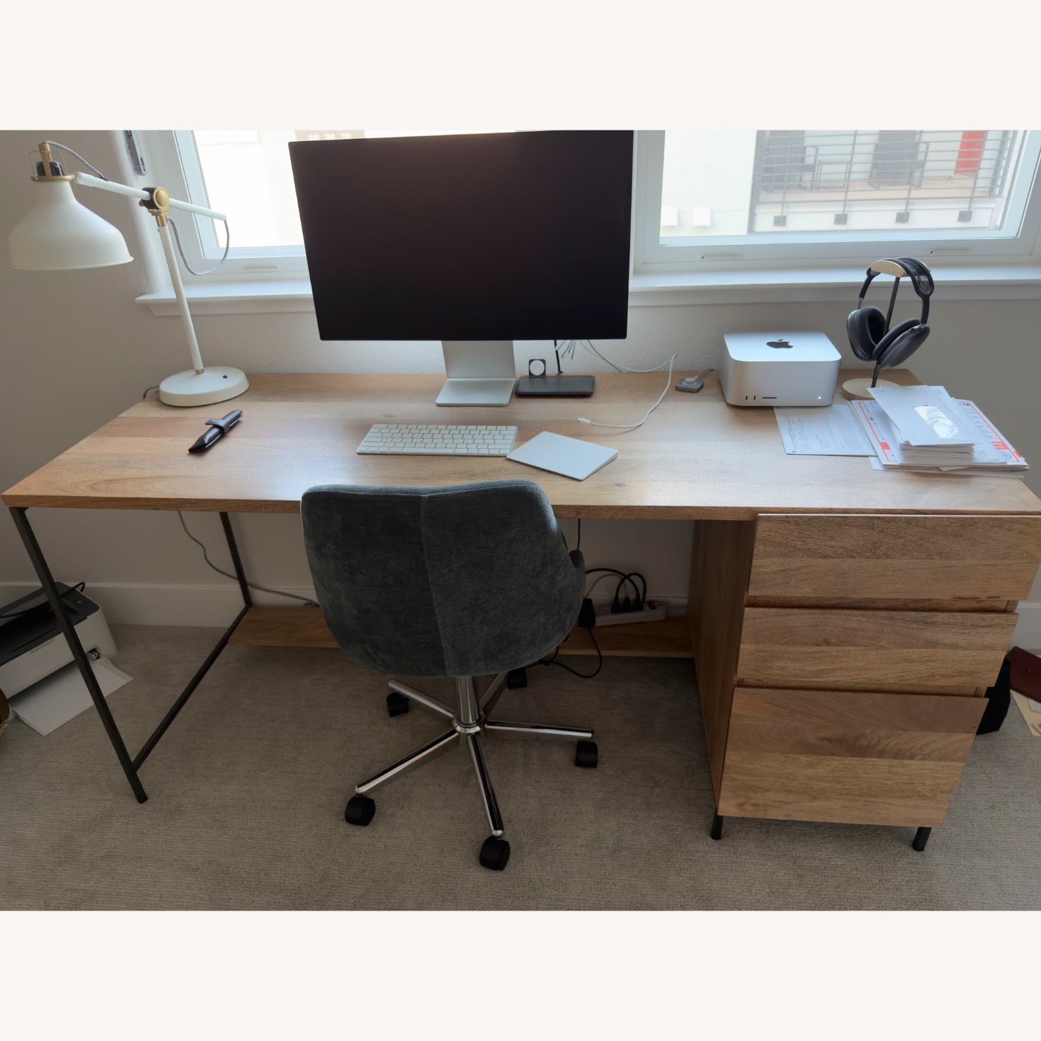 West Elm Natural Wood Desk - image-2