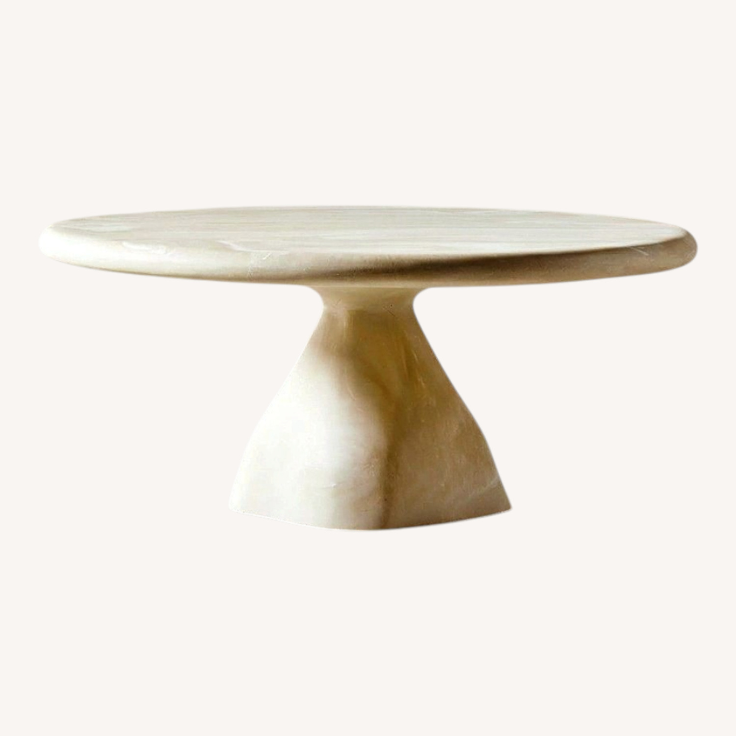 CB2 Espira Round 35" Cream Marbled Resin Coffee Table - image-0