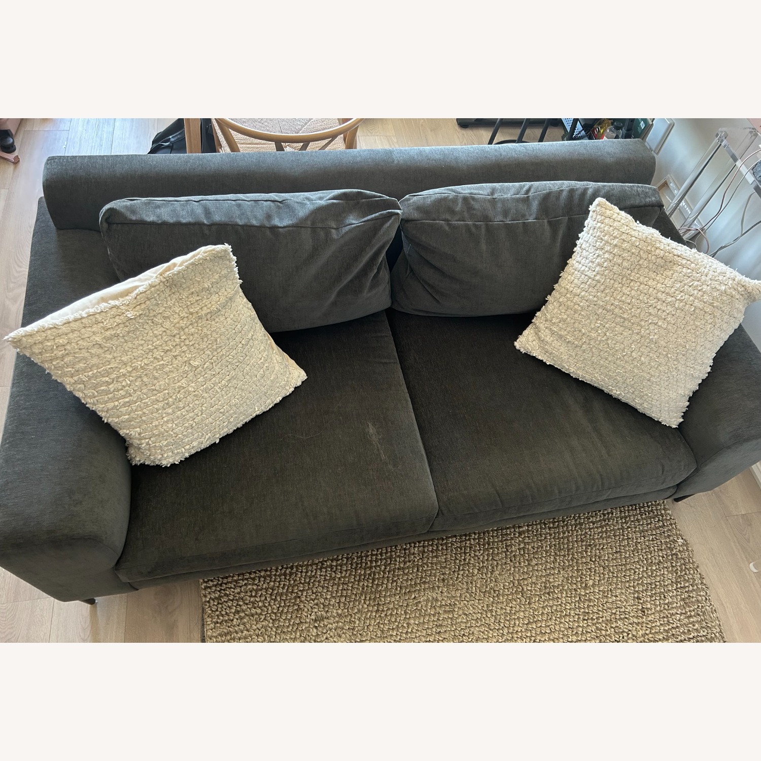 West Elm Dark Gray Velvet 2 Seater Sofa - image-4