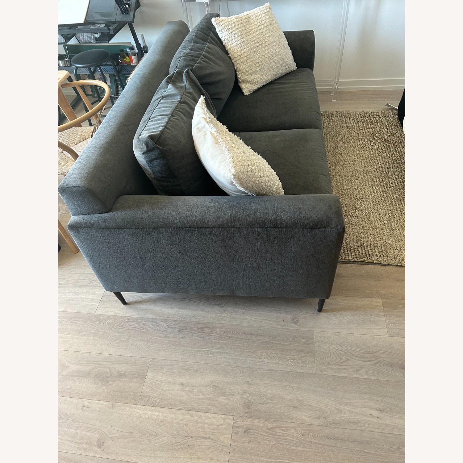 West Elm Dark Gray Velvet 2 Seater Sofa - image-2