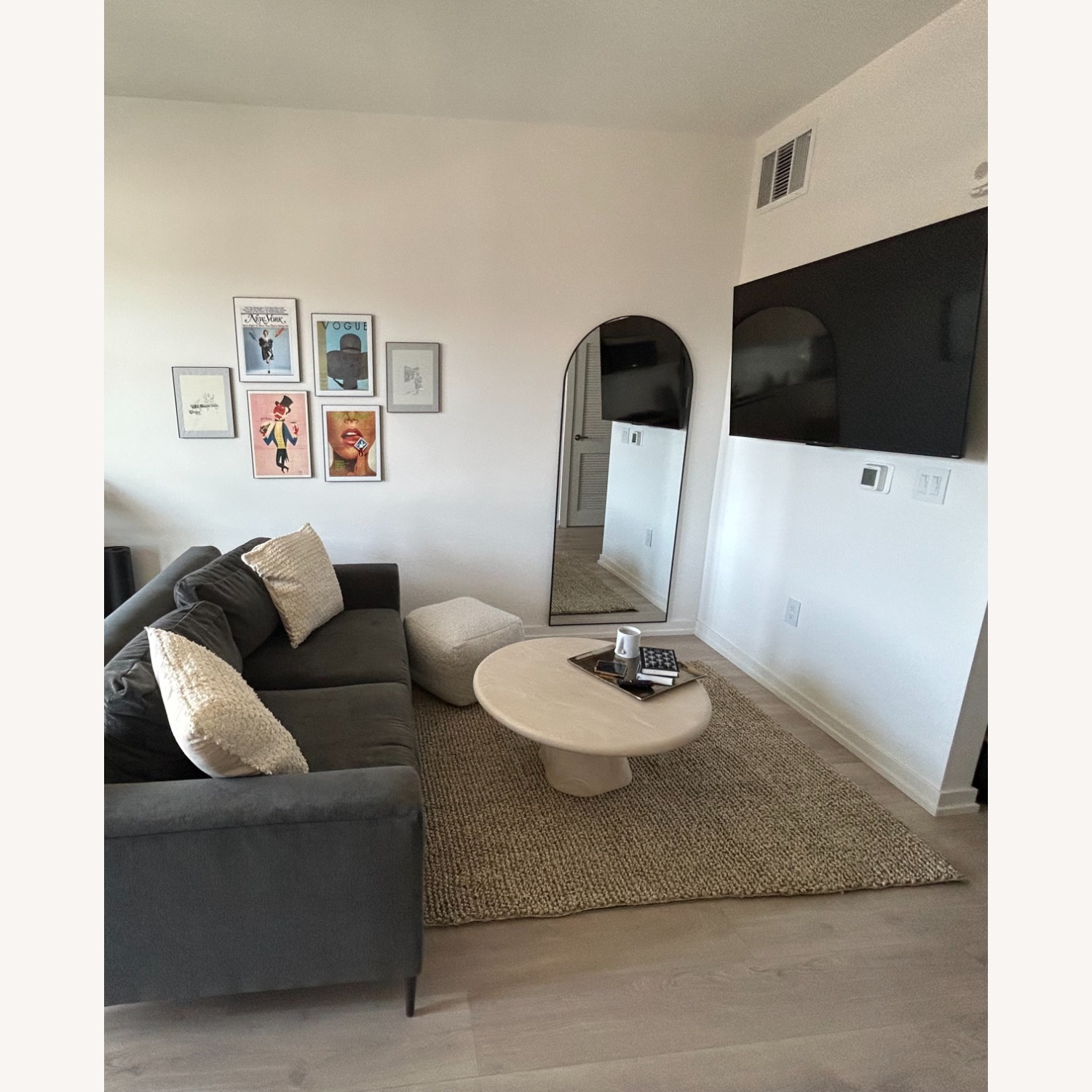 West Elm Dark Gray Velvet 2 Seater Sofa - image-3