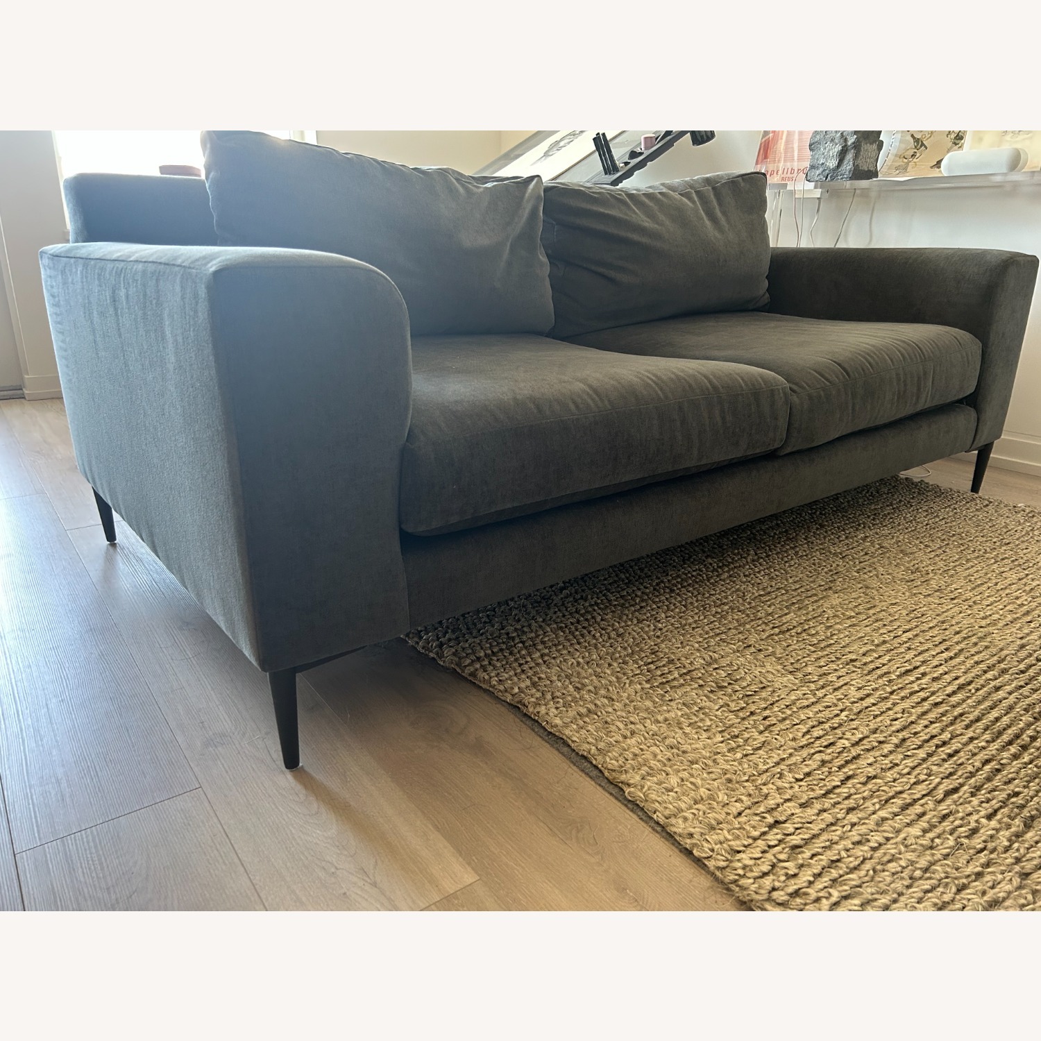 West Elm Dark Gray Velvet 2 Seater Sofa - image-1