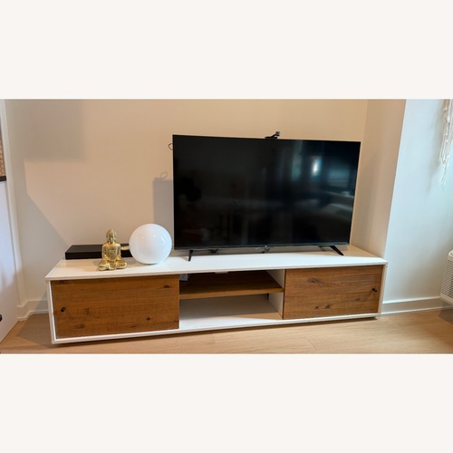 Used West Elm Reclaimed Wood + Lacquer Media Console - 80" for sale on AptDeco