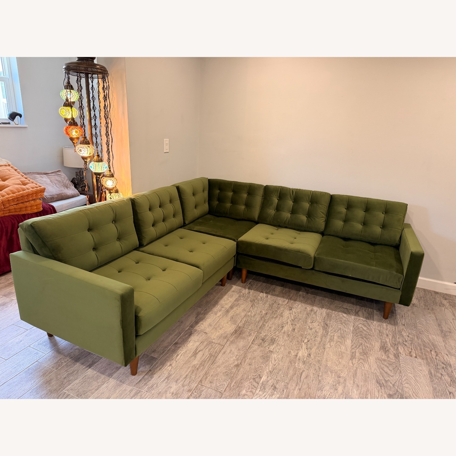 Joybird Green Velvet 3+ Piece Sectional - image-1