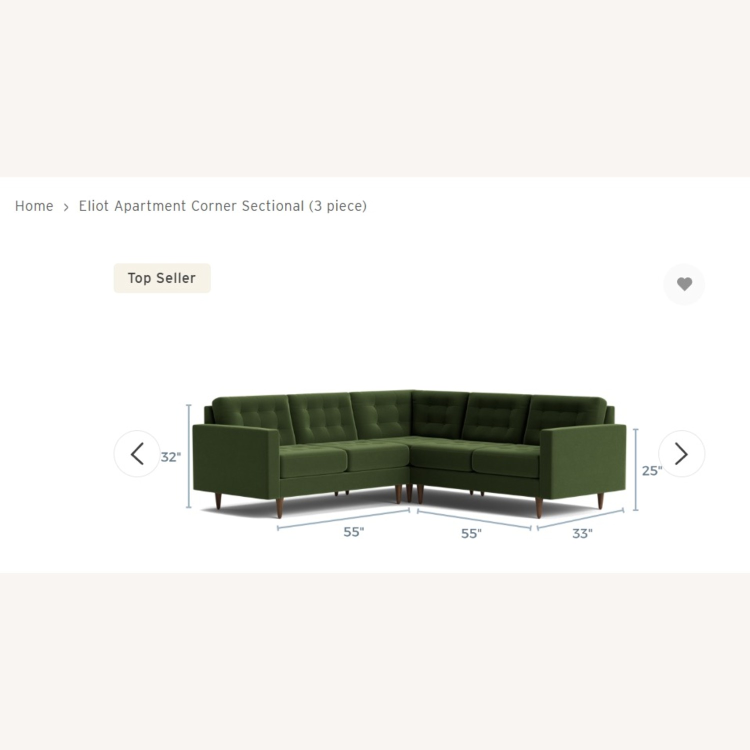Joybird Green Velvet 3+ Piece Sectional - image-4