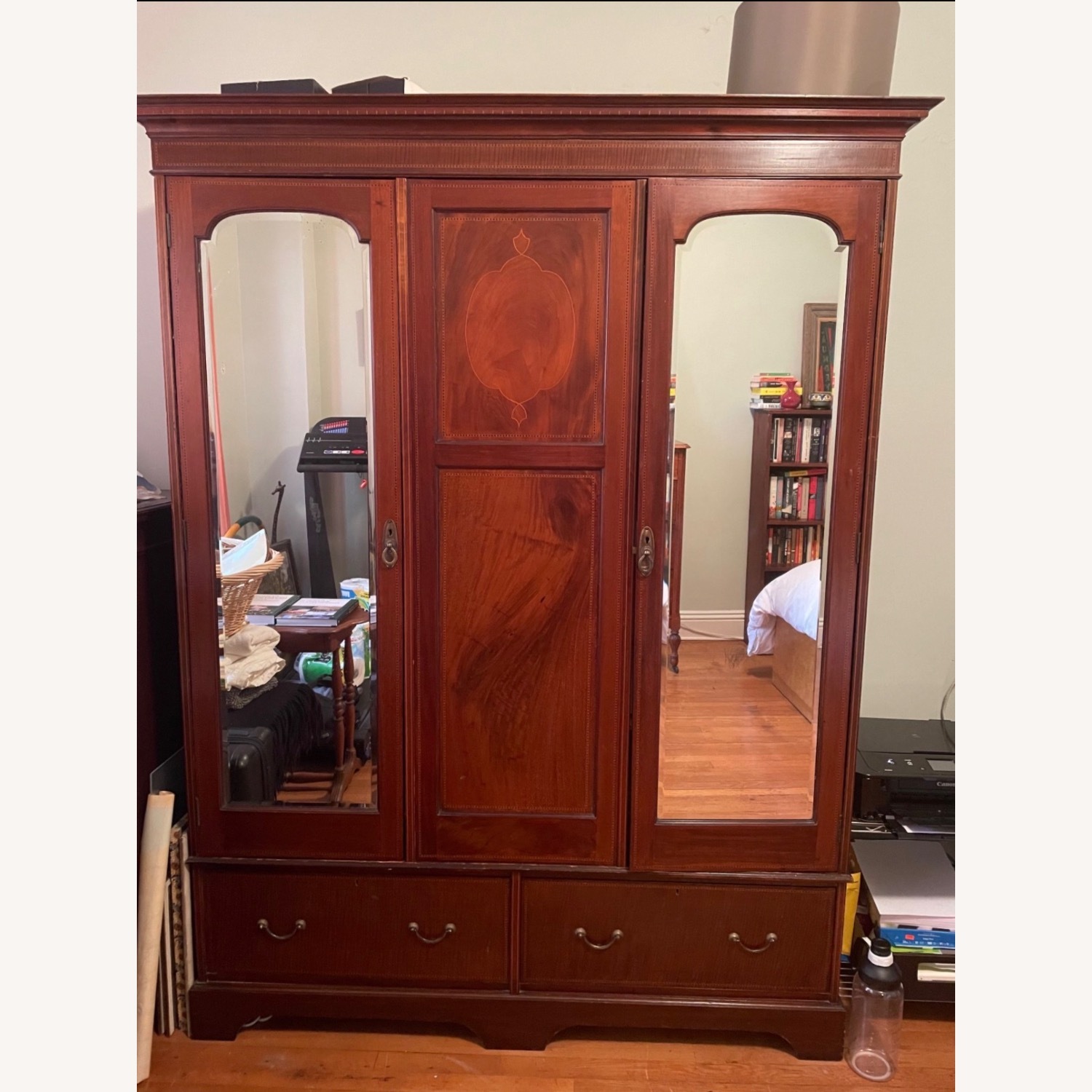 Antique Victorian Inlaid Wardrobe  - image-1