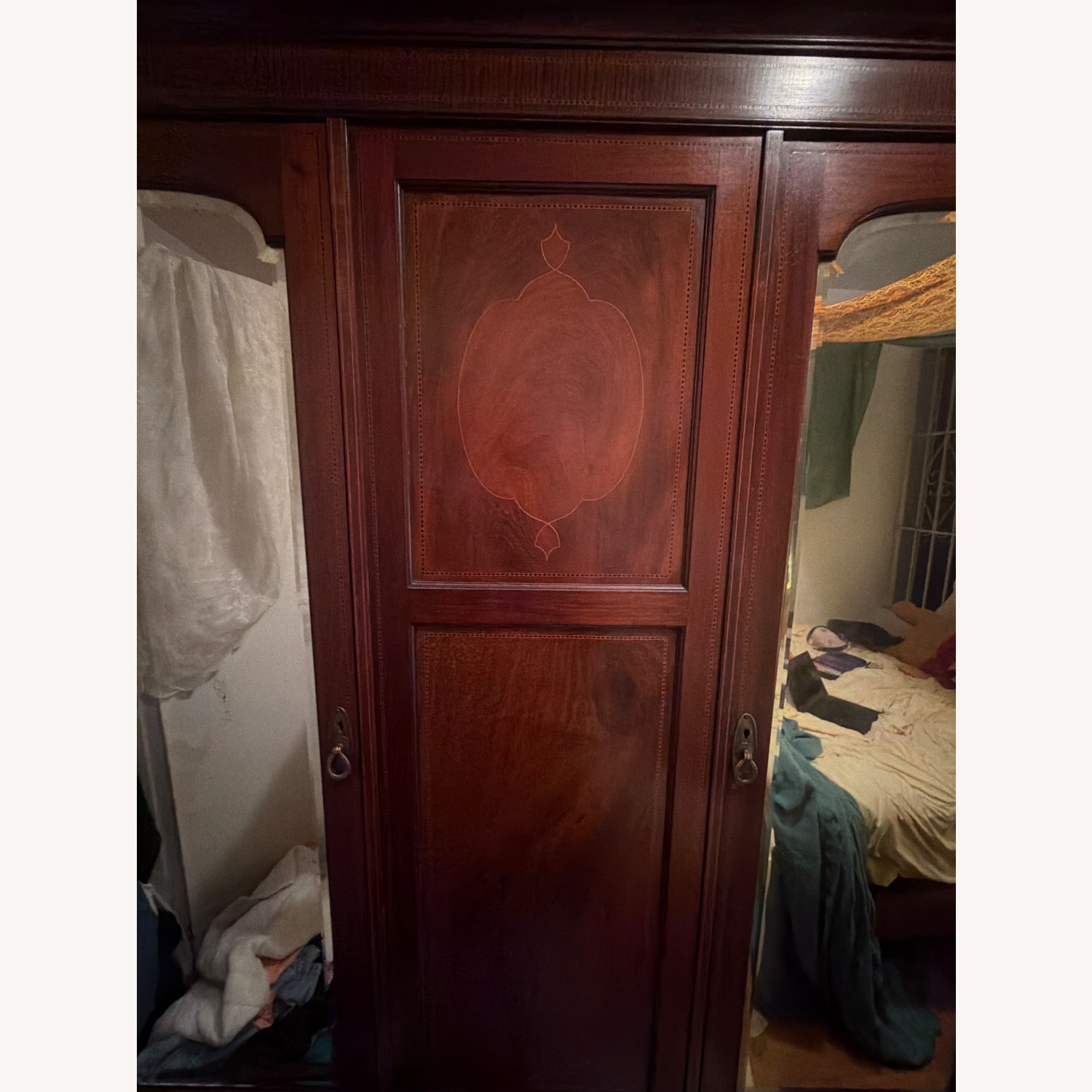 Antique Victorian Inlaid Wardrobe  - image-3