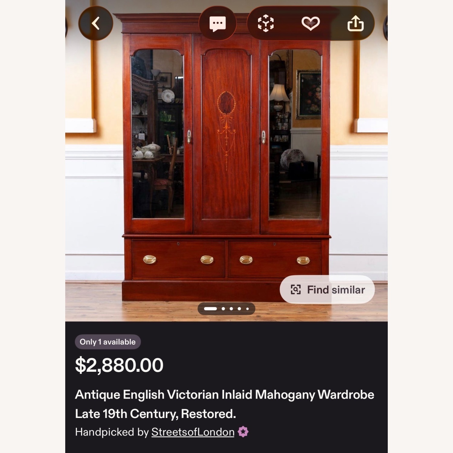 Antique Victorian Inlaid Wardrobe  - image-2