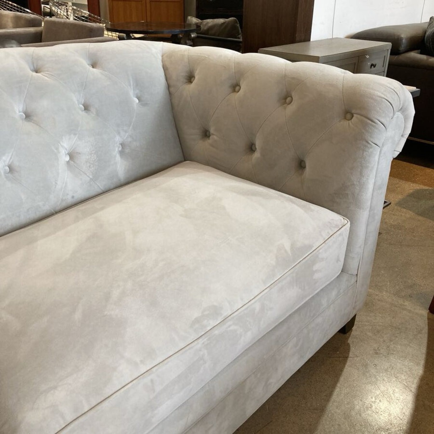 Martha Stewart Velvet Chesterfield Sofa Gray  - image-4