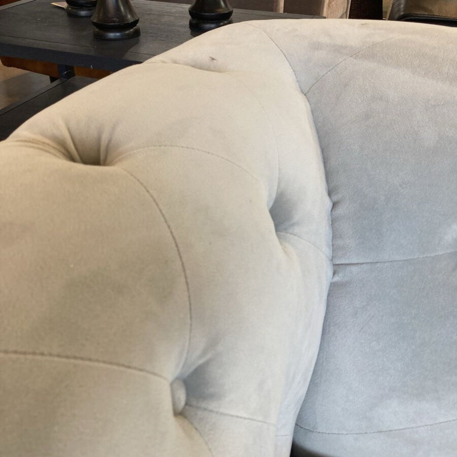 Martha Stewart Velvet Chesterfield Sofa Gray  - image-5