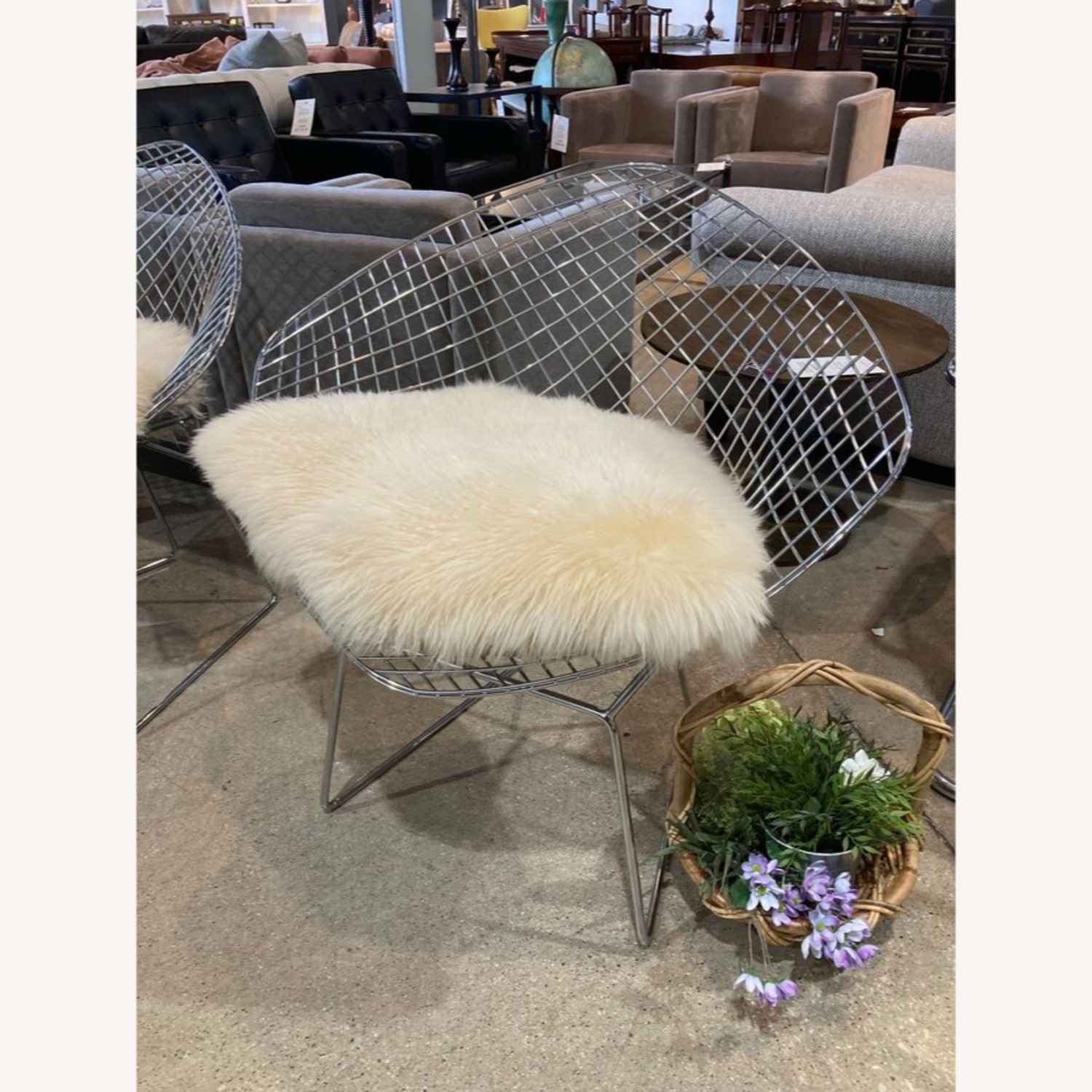 Diamond Chair w Custom Sheepskin Cushion - image-2