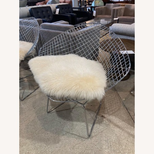 Used Diamond Chair w Custom Sheepskin Cushion for sale on AptDeco