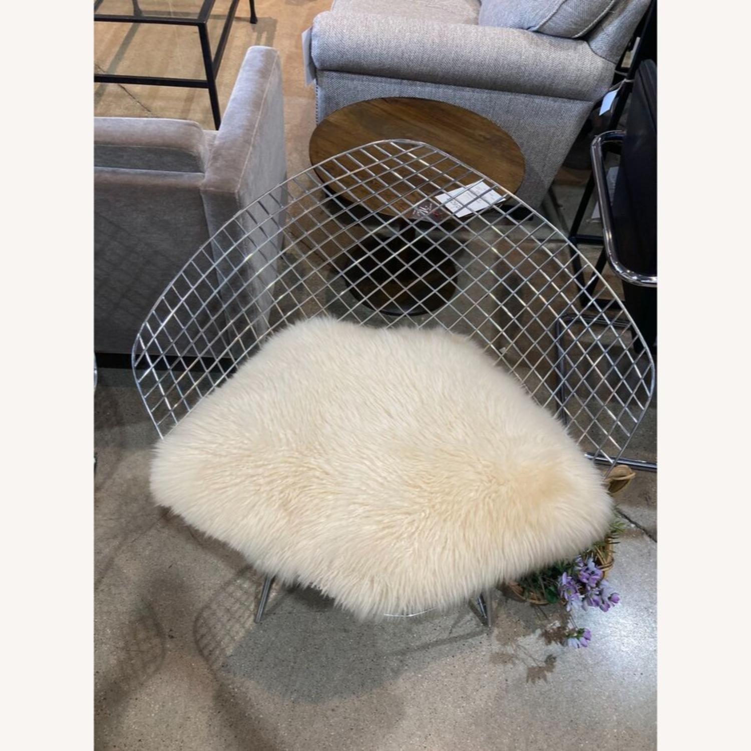 Diamond Chair w Custom Sheepskin Cushion - image-3