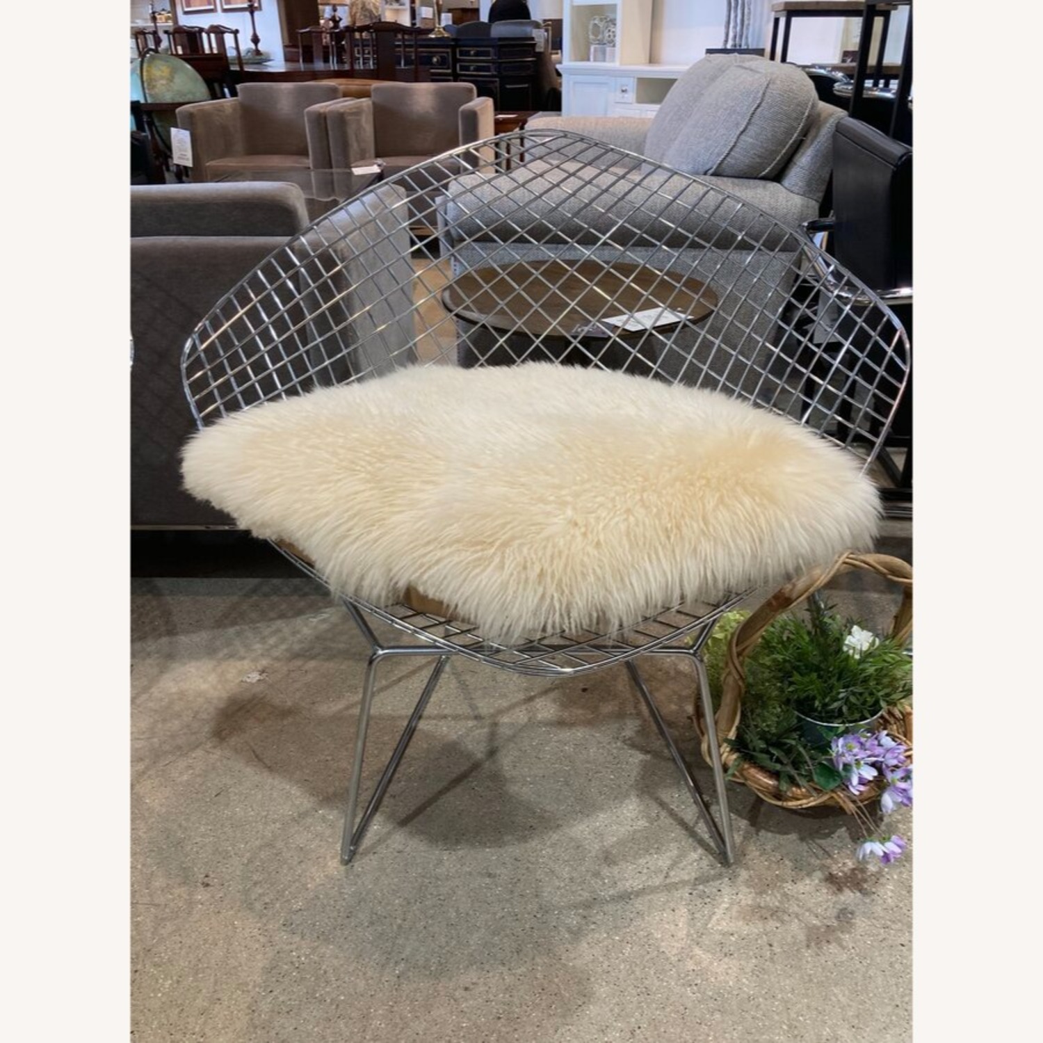 Diamond Chair w Custom Sheepskin Cushion - image-4
