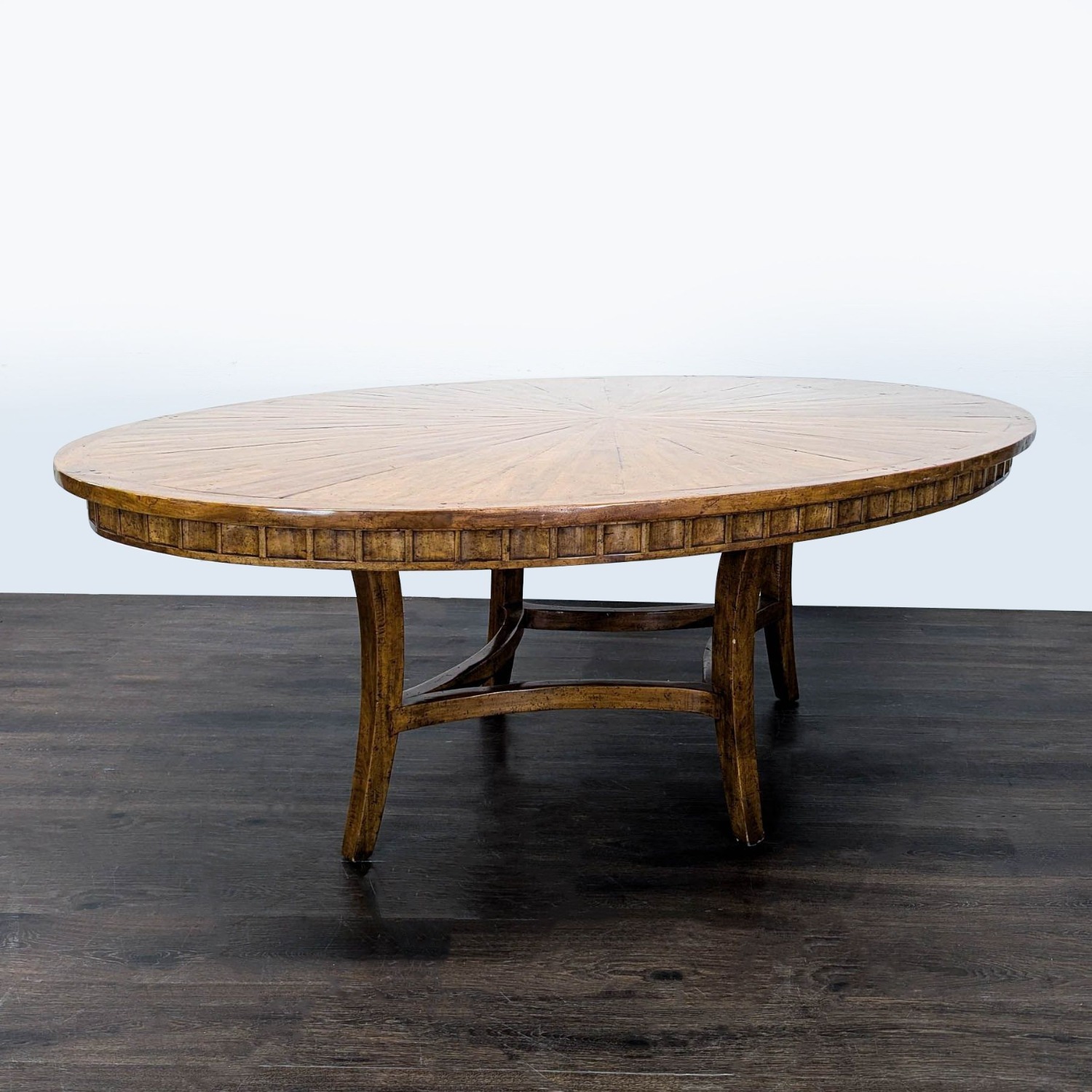 Sunburst Top Wood Dining Table - image-6