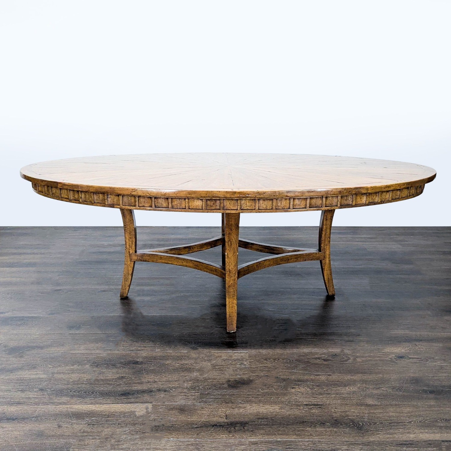 Sunburst Top Wood Dining Table - image-7