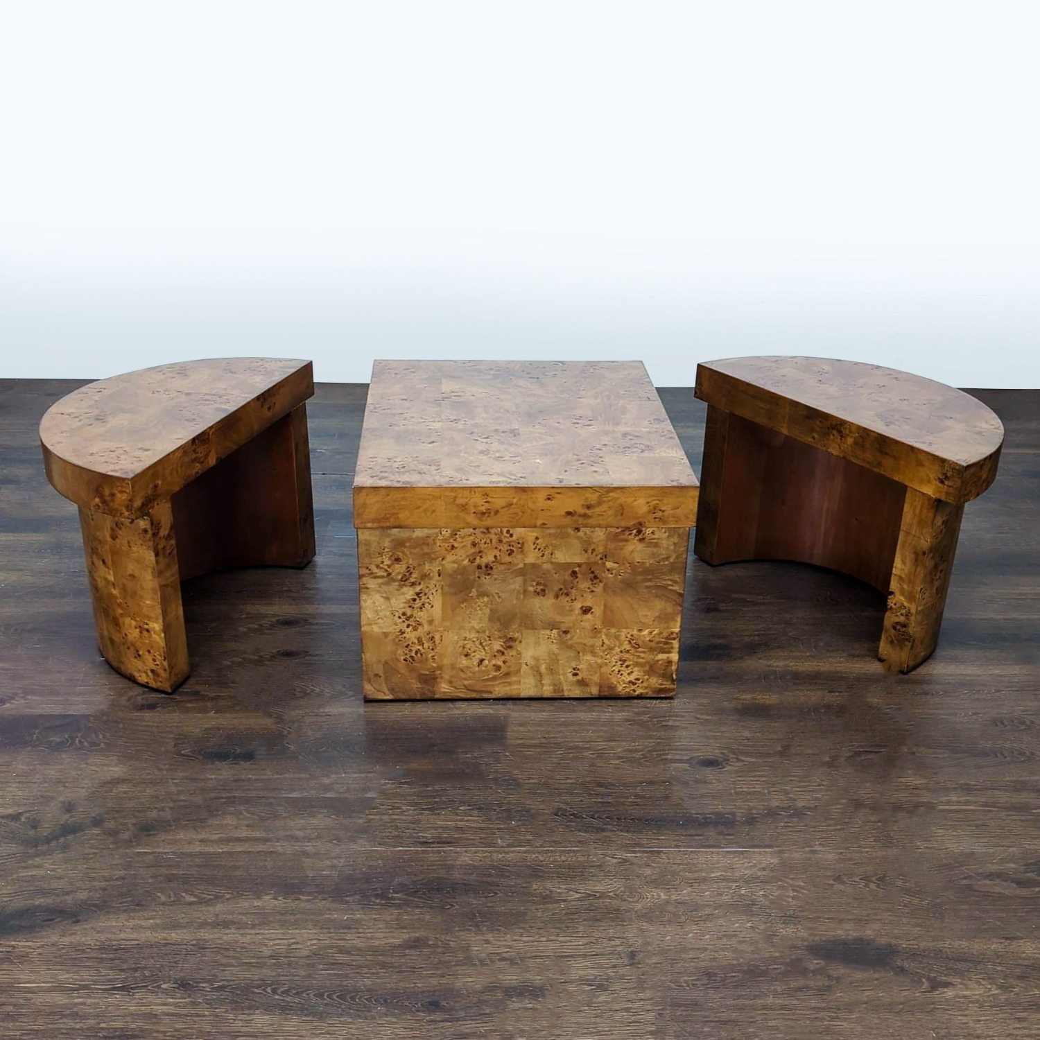 Frontgate Three-Piece Burlwood Veneer Coffee Table - image-8