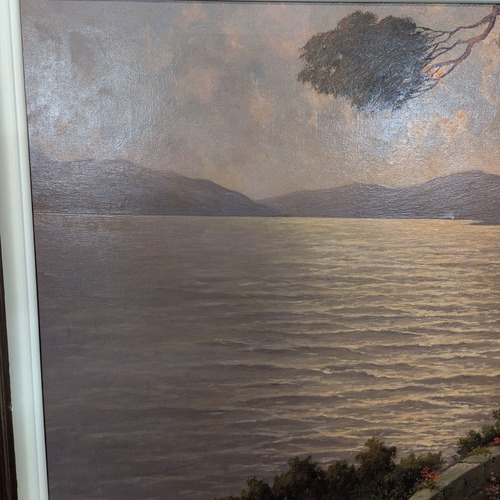 Used Vintage Mediterranean Coastal Sunset Oil Painting  for sale on AptDeco