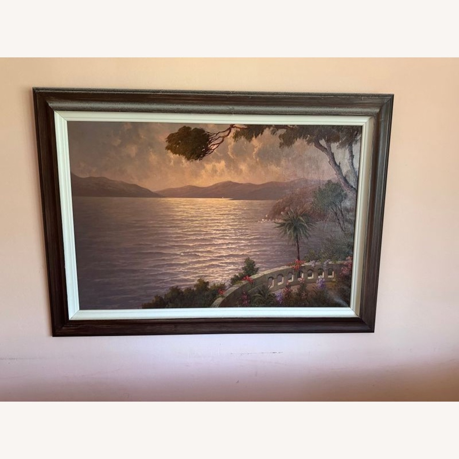 Vintage Mediterranean Coastal Sunset Oil Painting  - image-11