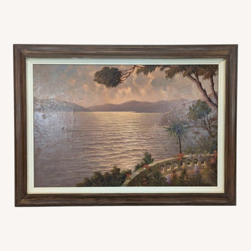 Used Vintage Mediterranean Coastal Sunset Oil Painting  for sale on AptDeco