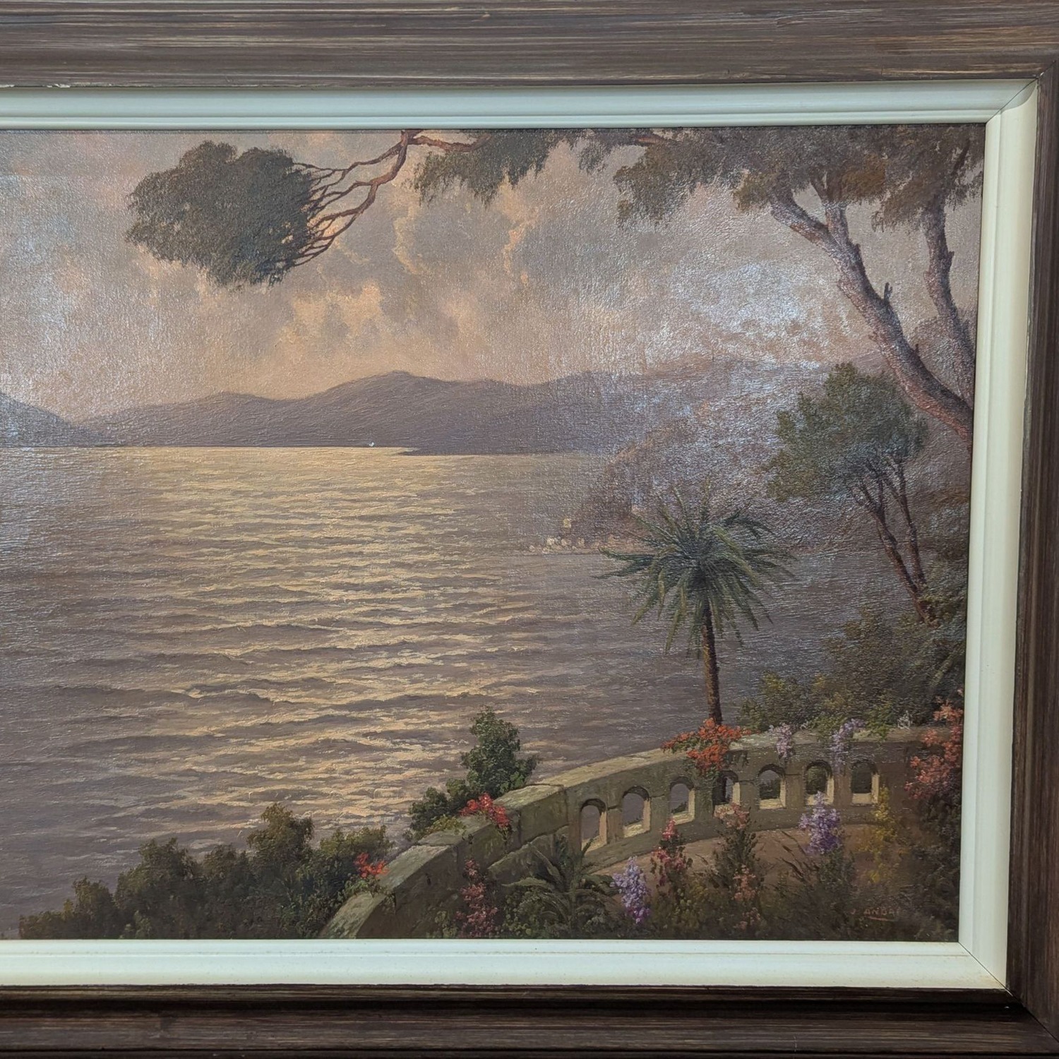 Vintage Mediterranean Coastal Sunset Oil Painting  - image-12