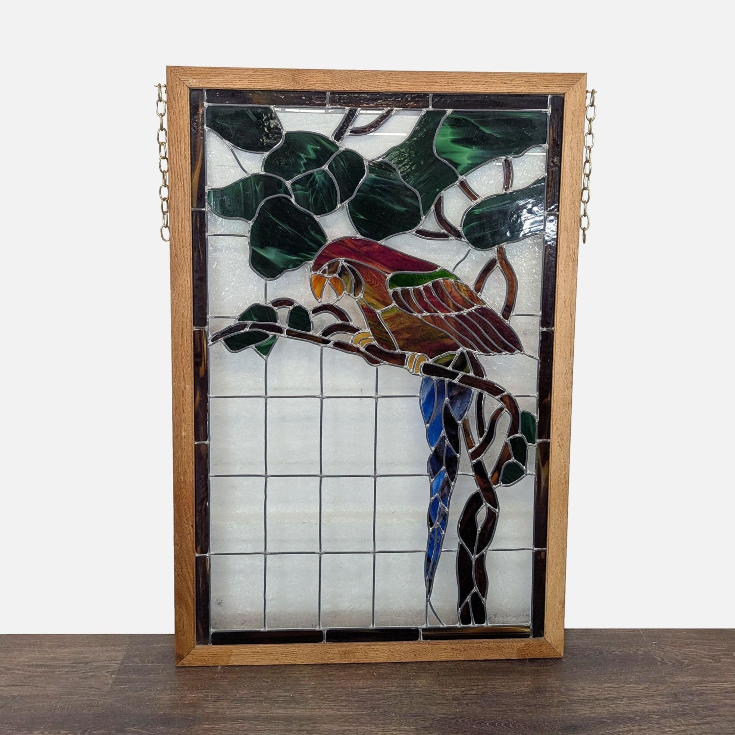 Stained-Glass Parrot in Wood Frame	 - image-5