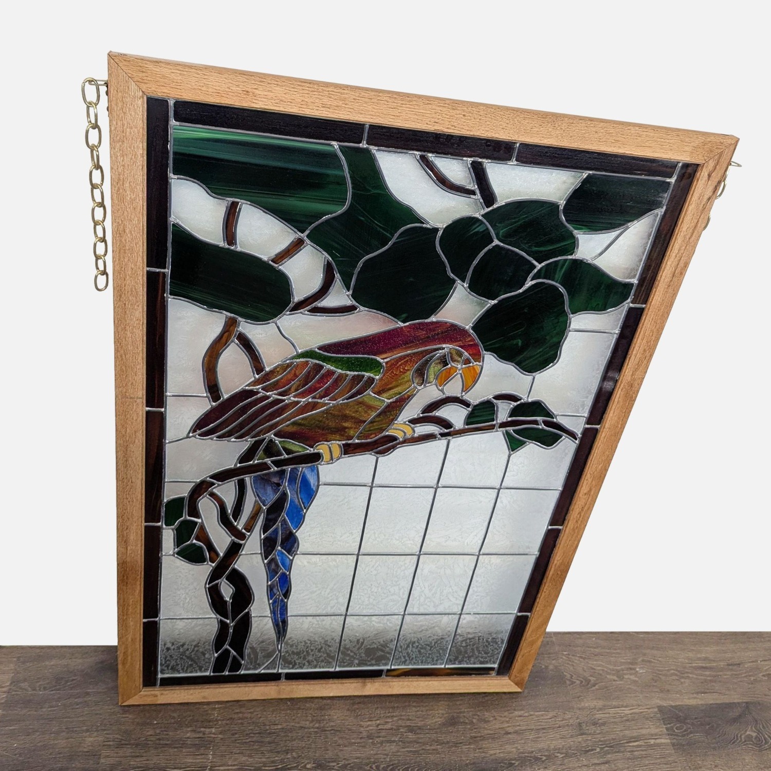 Stained-Glass Parrot in Wood Frame	 - image-6