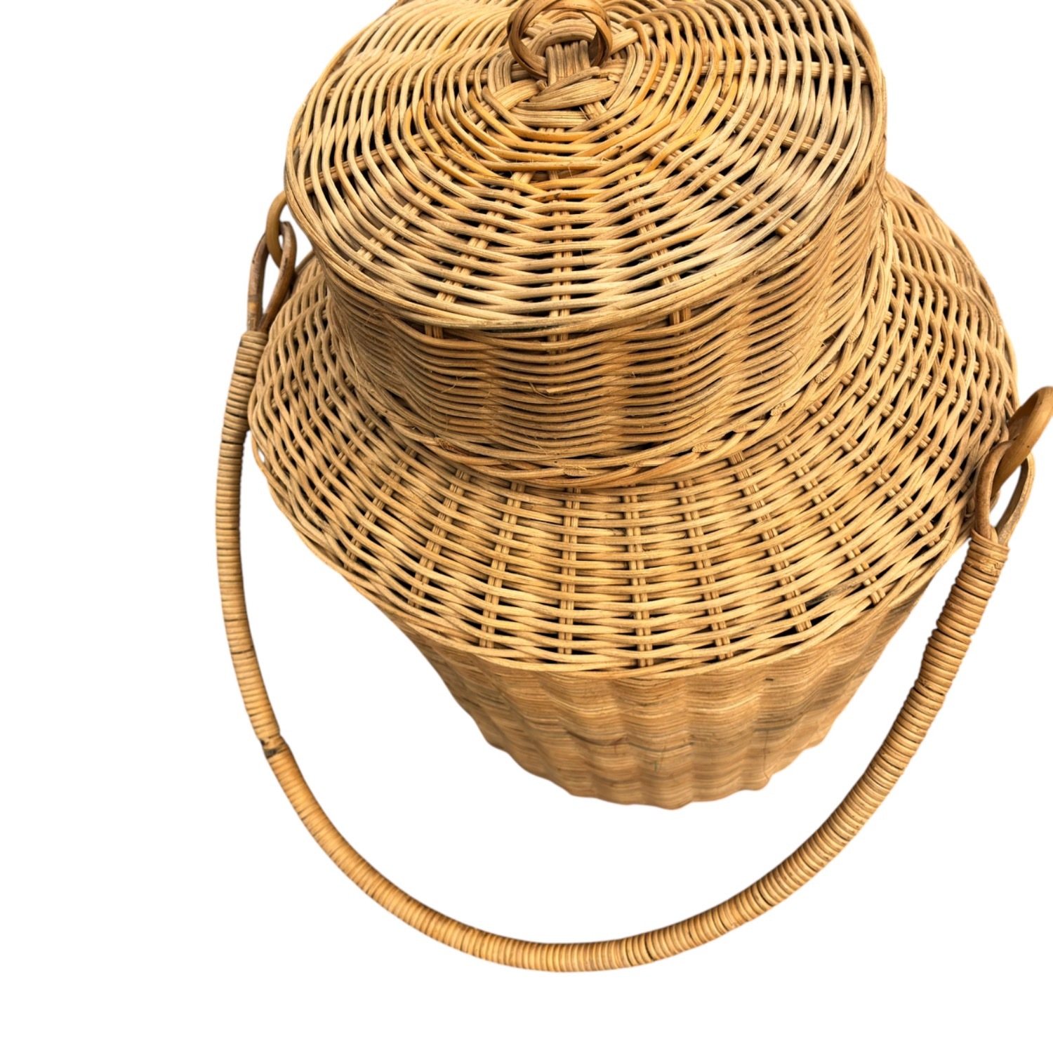 Hand-Woven Natural Wicker Basket with Lid & Handle - image-2