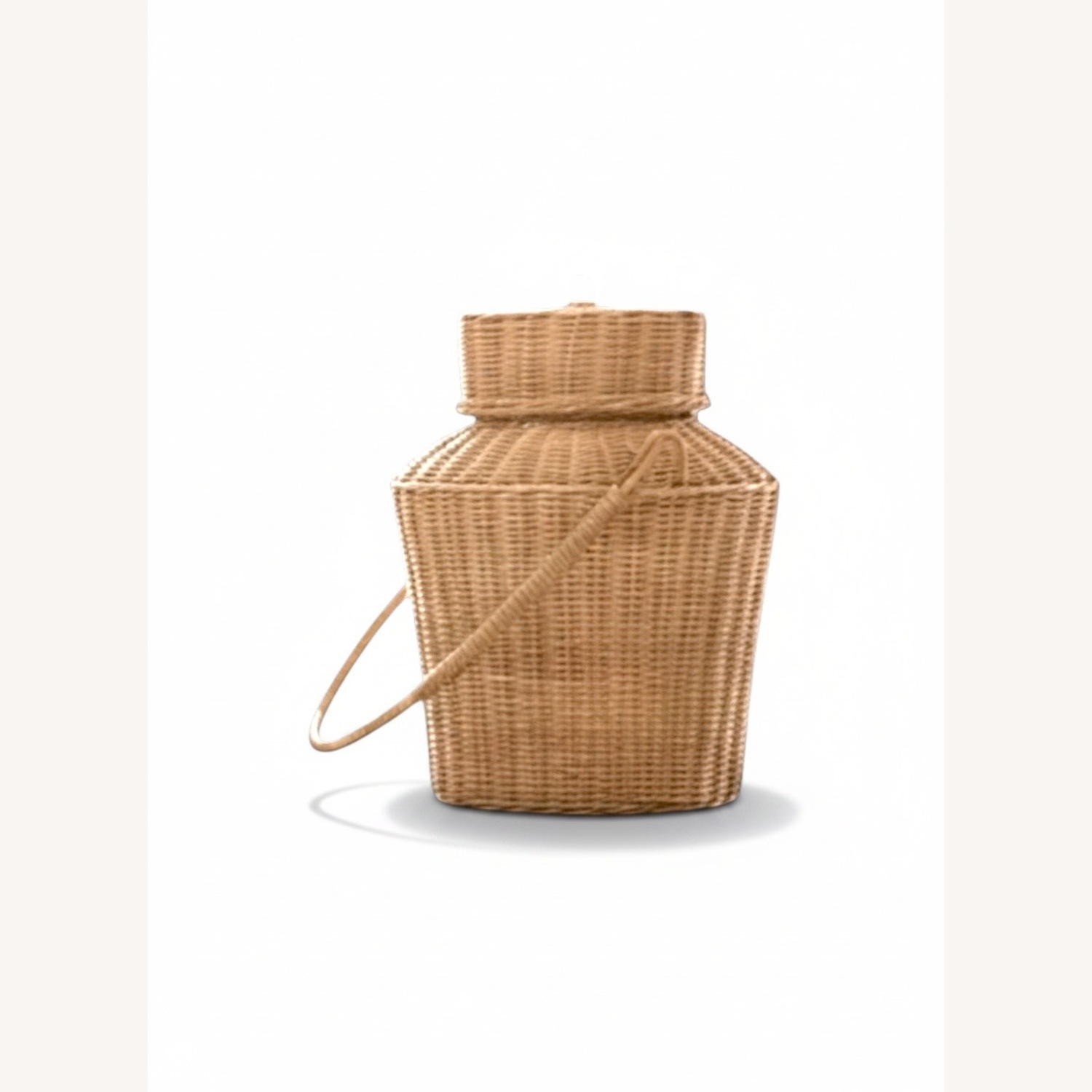 Hand-Woven Natural Wicker Basket with Lid & Handle - image-1