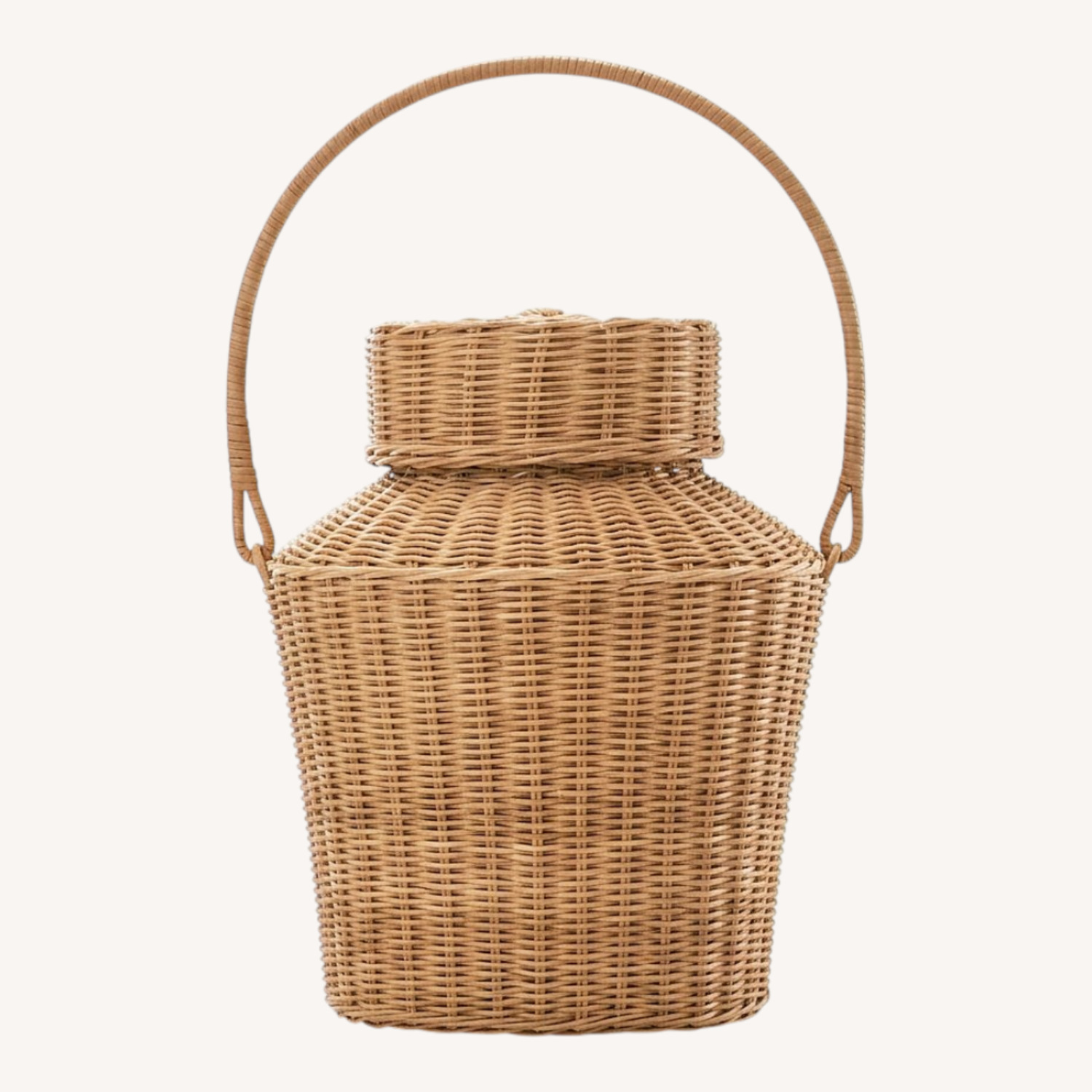 Hand-Woven Natural Wicker Basket with Lid & Handle - image-0