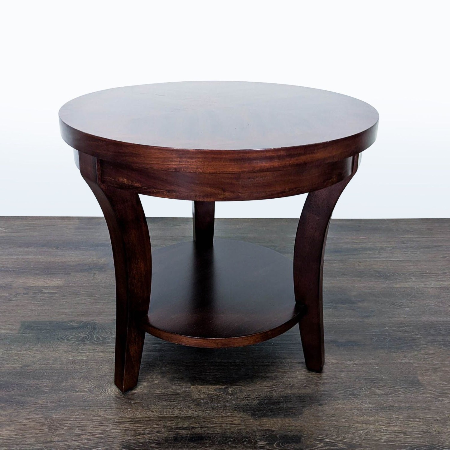 Three Leg Wood End Table with Shelf	 - image-8