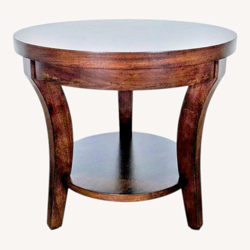 Used Three Leg Wood End Table with Shelf	 for sale on AptDeco