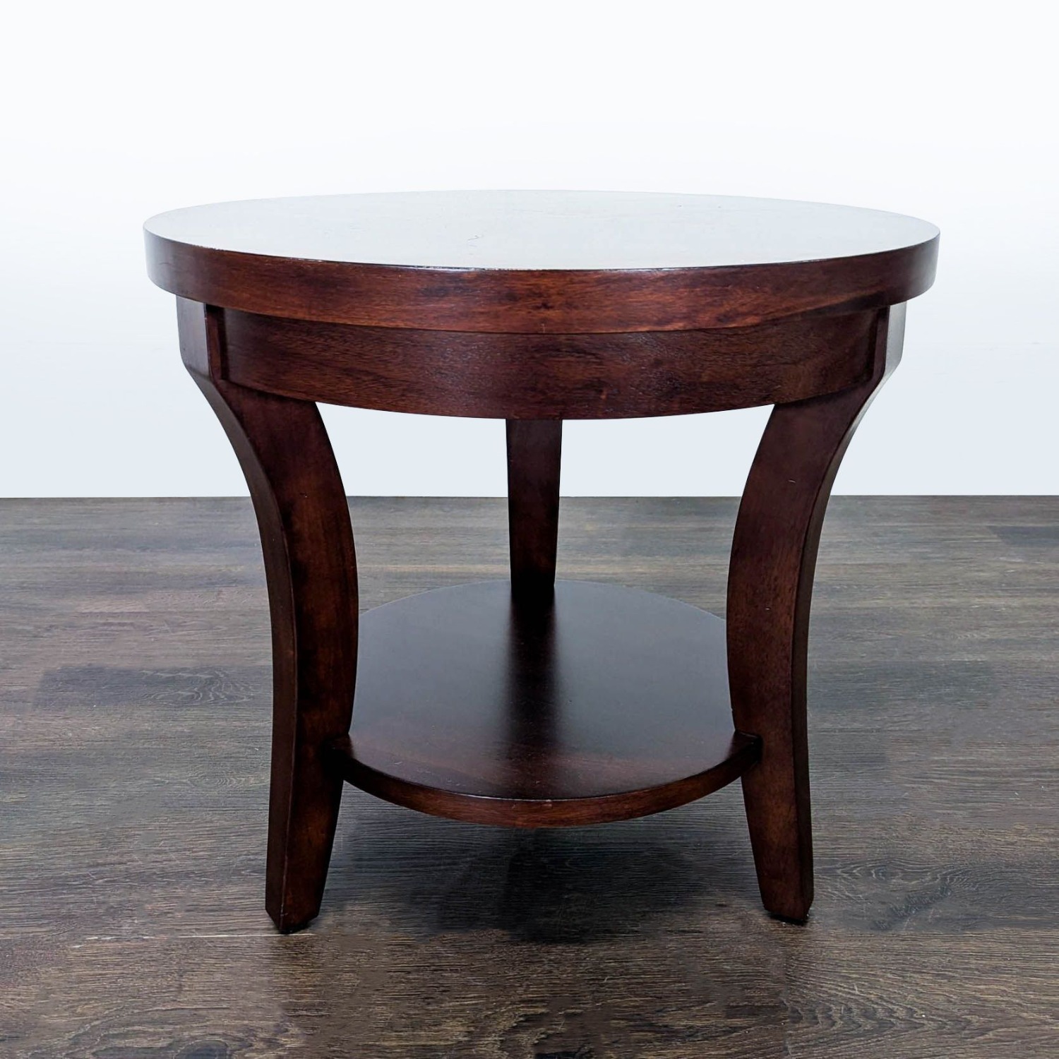 Three Leg Wood End Table with Shelf	 - image-7
