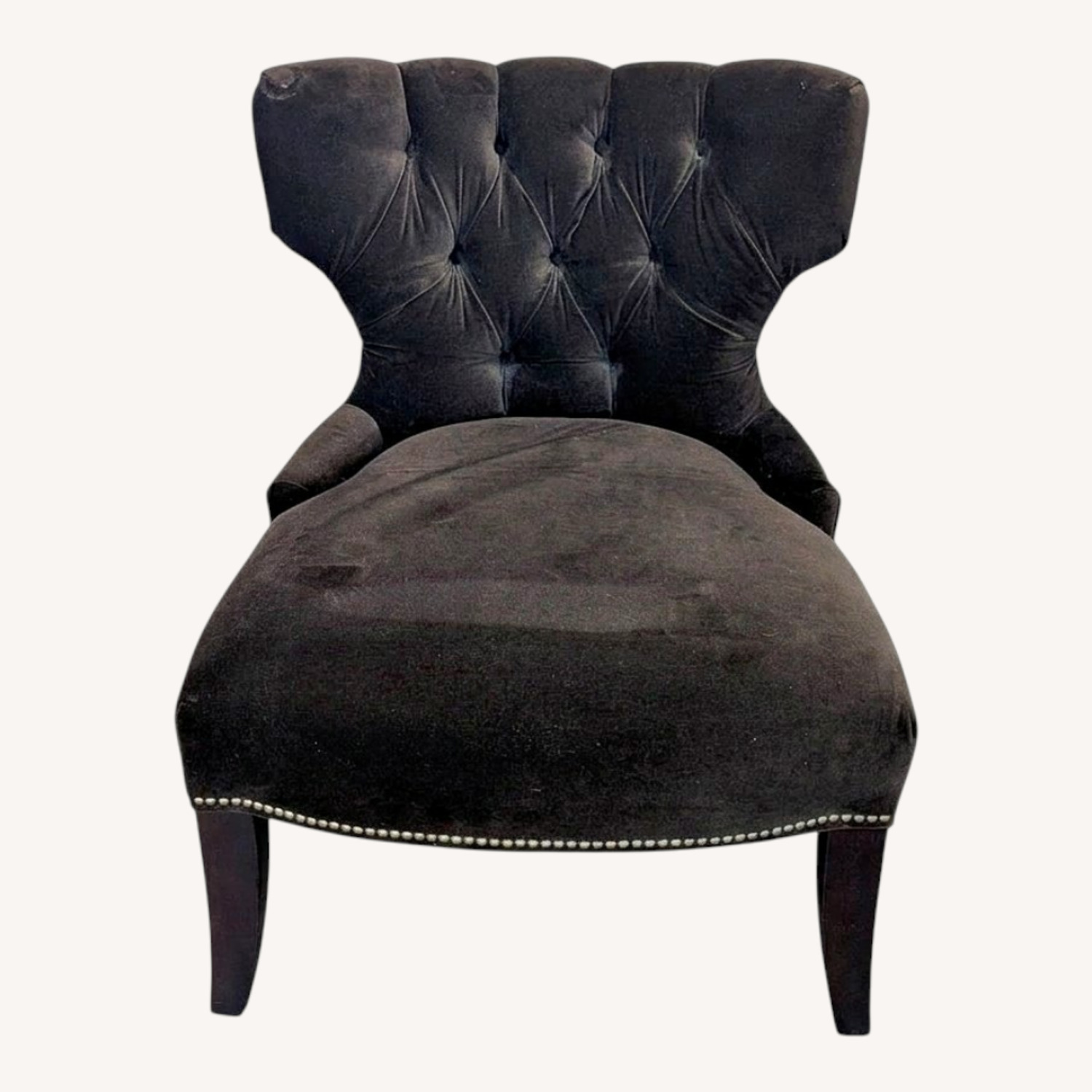 Pottery Barn Tufted Brown Velvet Lounge Chair - image-0