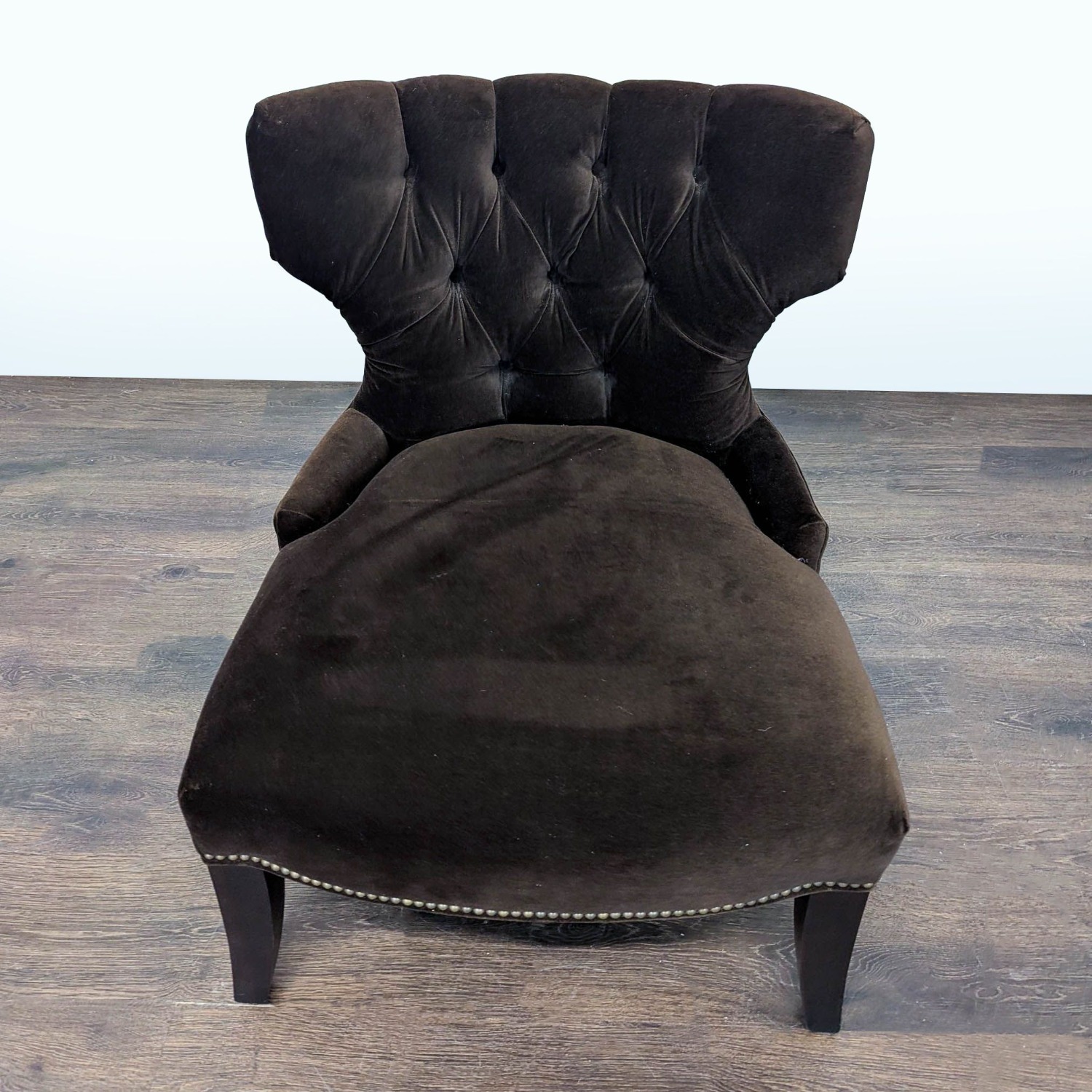Pottery Barn Tufted Brown Velvet Lounge Chair - image-4