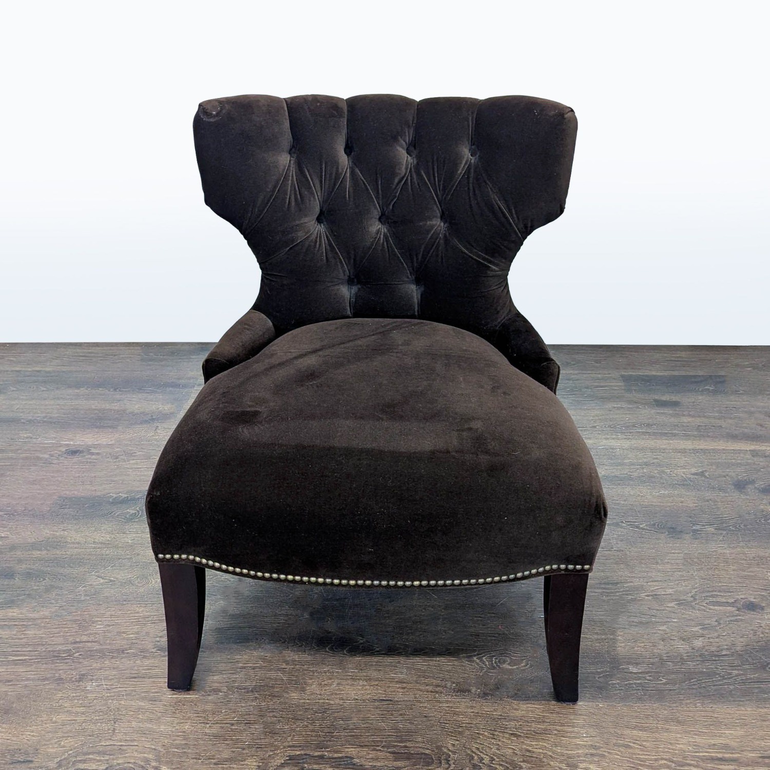 Pottery Barn Tufted Brown Velvet Lounge Chair - image-7