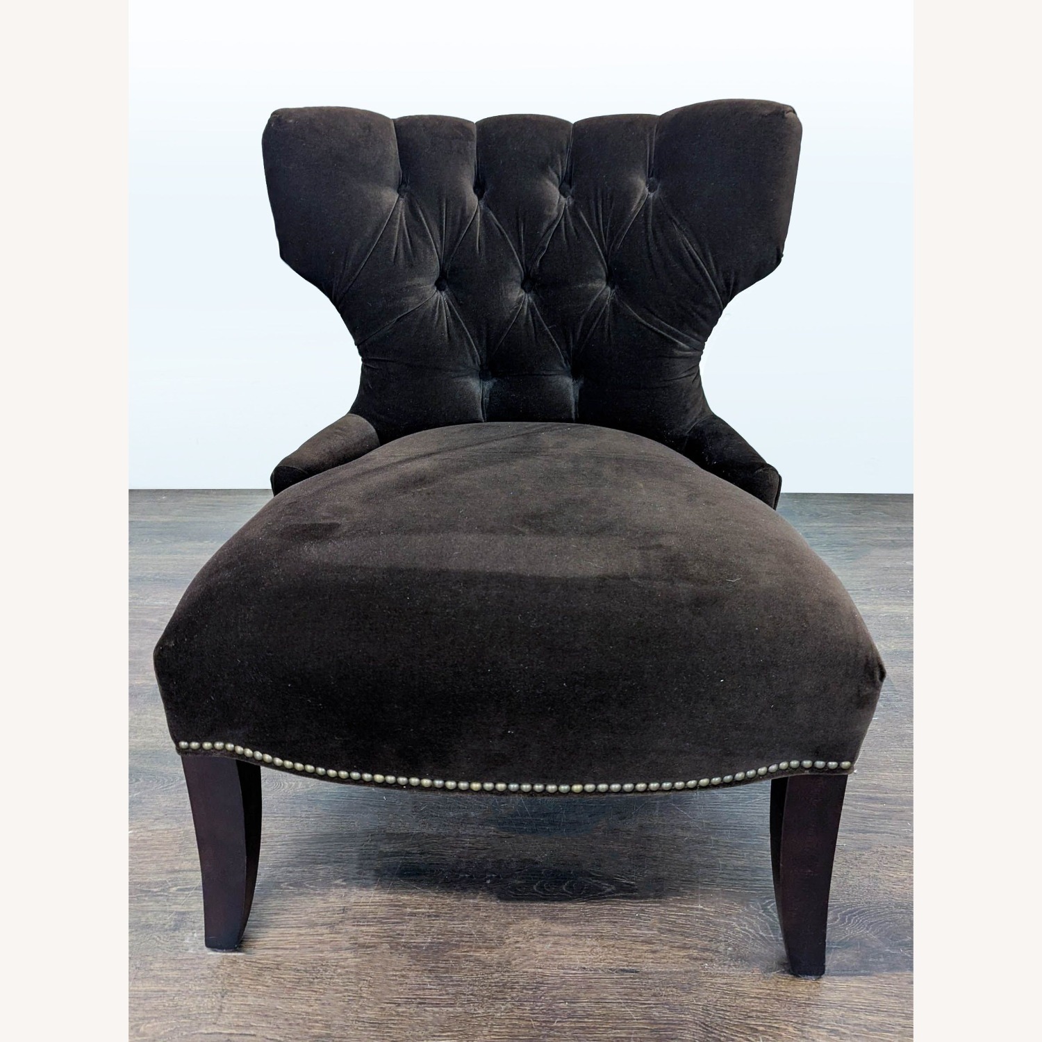 Pottery Barn Tufted Brown Velvet Lounge Chair - image-6