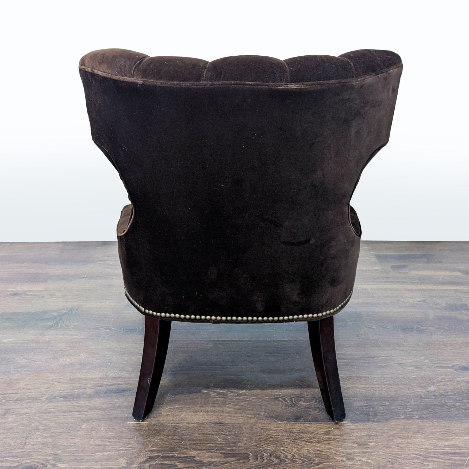 Pottery Barn Tufted Brown Velvet Lounge Chair - image-3