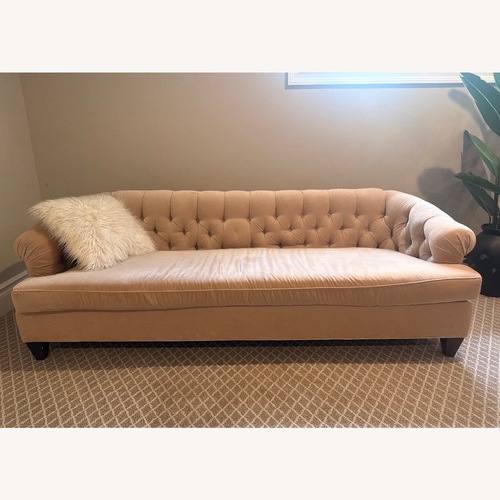 Used Vintage Tufted Chesterfield Sofa – Neutral Beige for sale on AptDeco