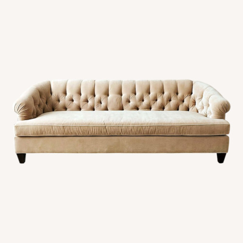 Used Vintage Tufted Chesterfield Sofa – Neutral Beige for sale on AptDeco