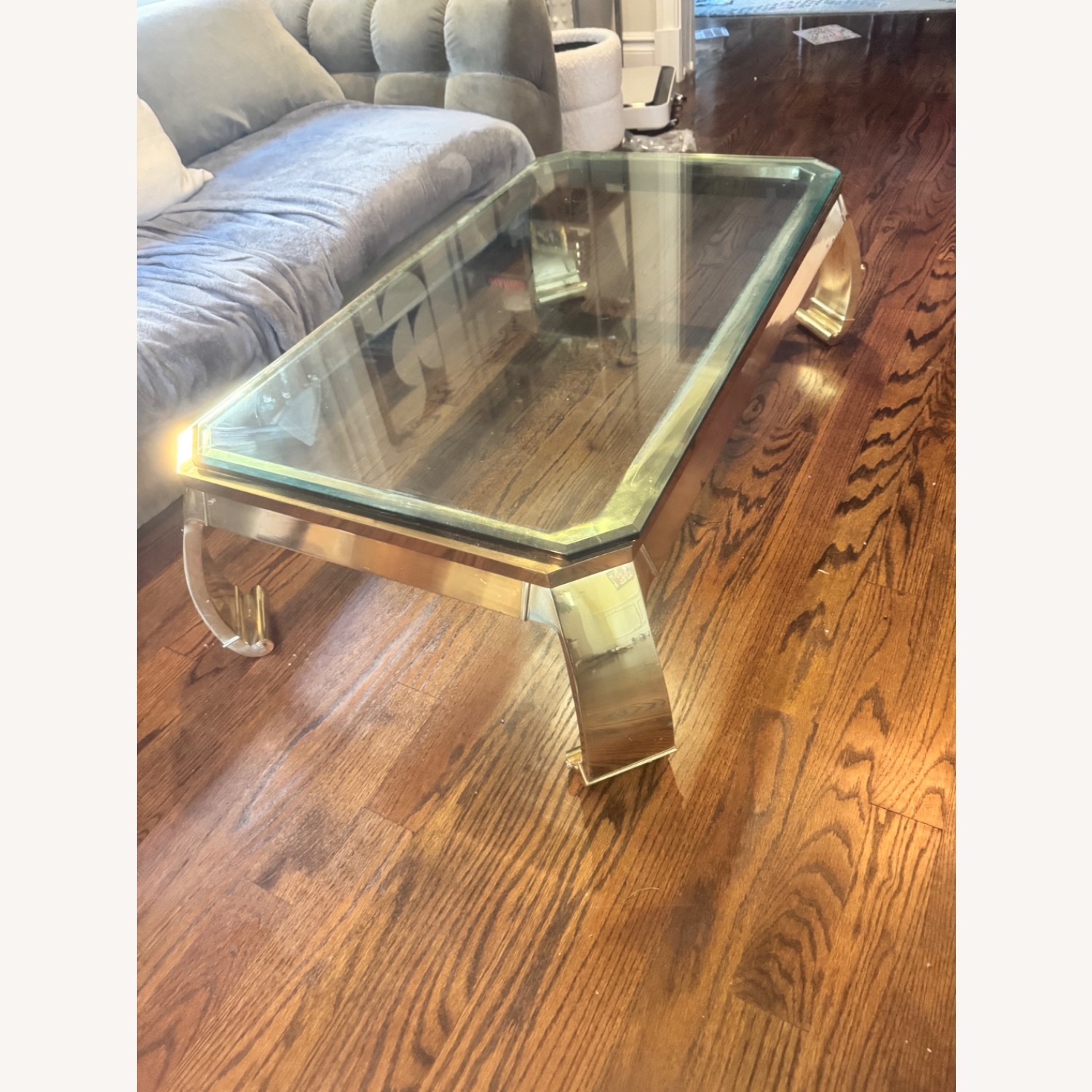 Vintage Brass Glass Coffee Table - image-1