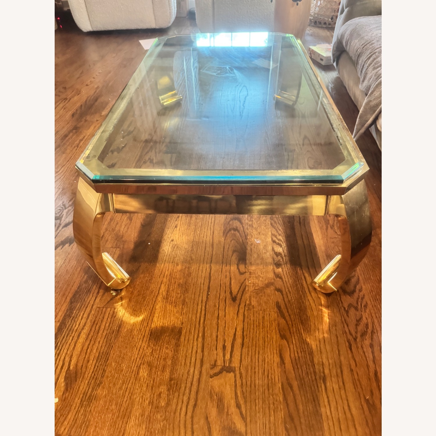 Vintage Brass Glass Coffee Table - image-2