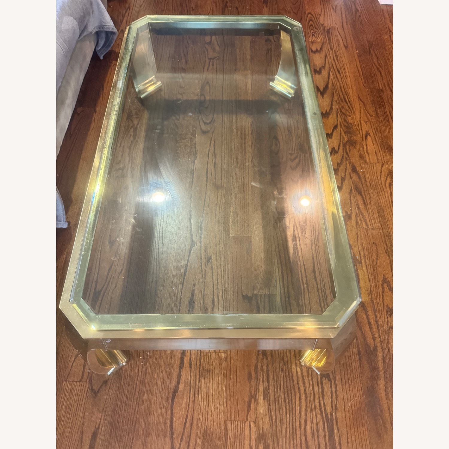 Vintage Brass Glass Coffee Table - image-5