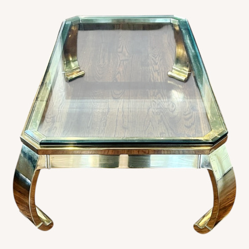 Used Vintage Brass Glass Coffee Table for sale on AptDeco