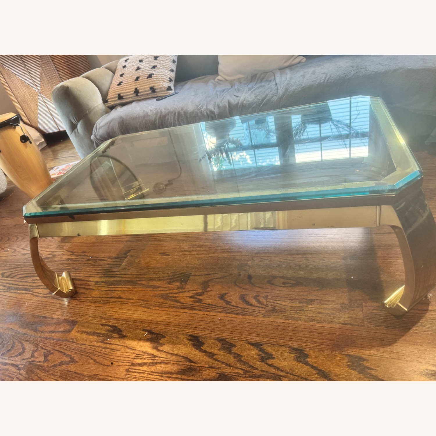 Vintage Brass Glass Coffee Table - image-4