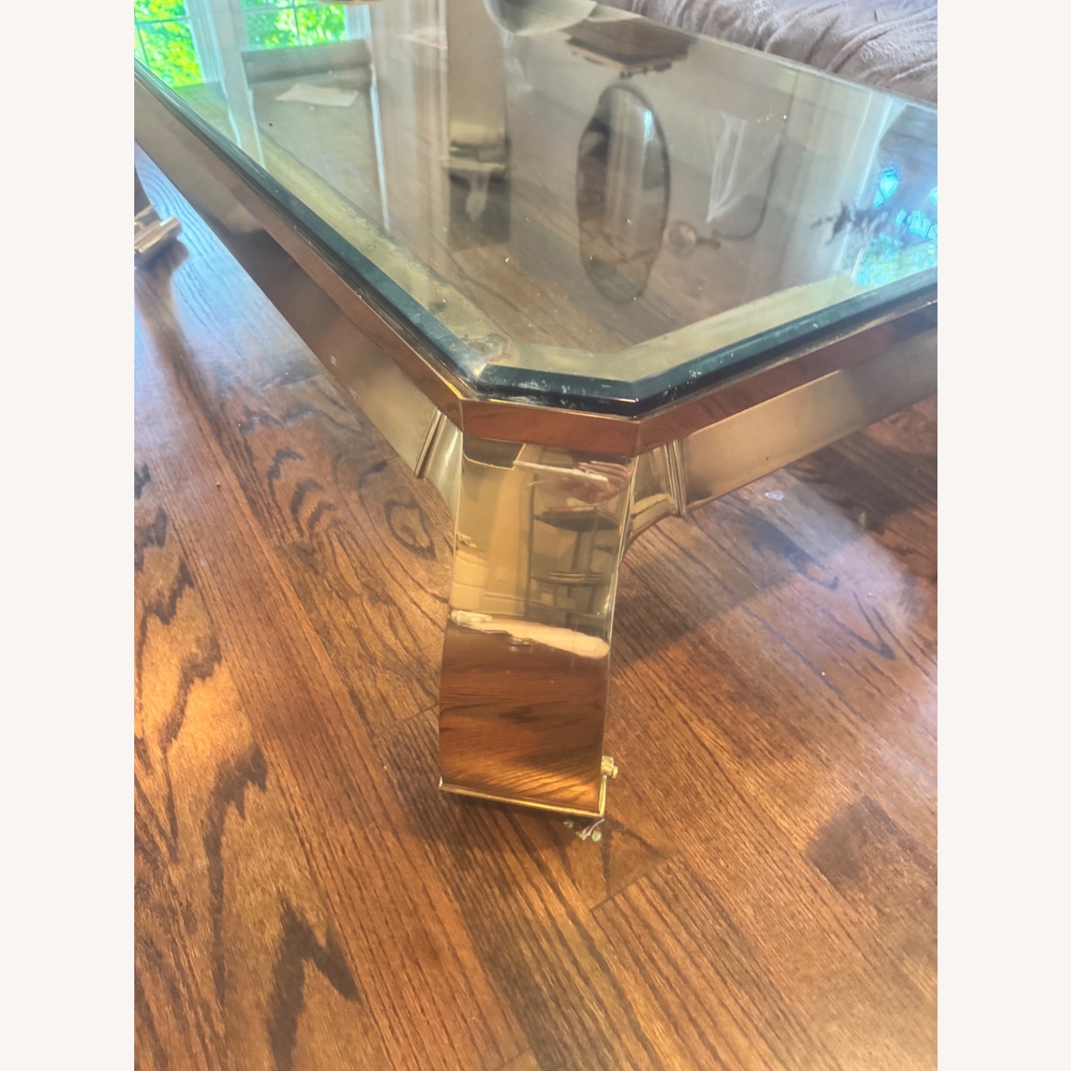 Vintage Brass Glass Coffee Table - image-3